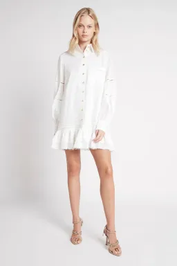 Aje Lotus Shirt Mini Dress Ivory Size 14 for rent on The Volte - image 1