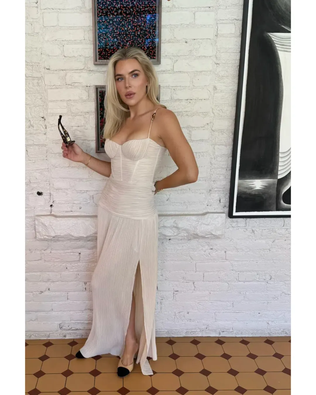 Manning Cartell Double Time Pleat Dress Nougat Size AU 10 for rent on The Volte - main image