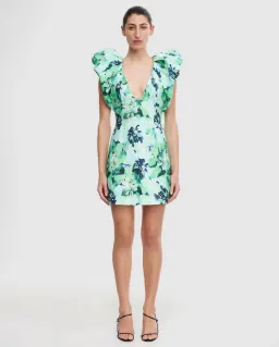 Acler  Denare Mini Dress Juniper Hibiscus  Size 10 for rent on The Volte - image 1