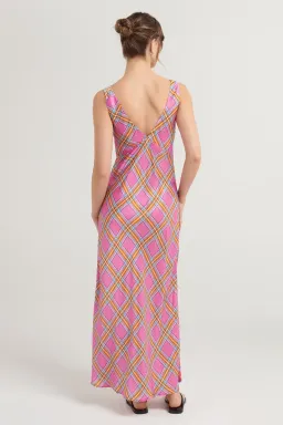 Steele Eadie Maxi Dress in Pink Check Size S / AU 8 for rent on The Volte - image 2