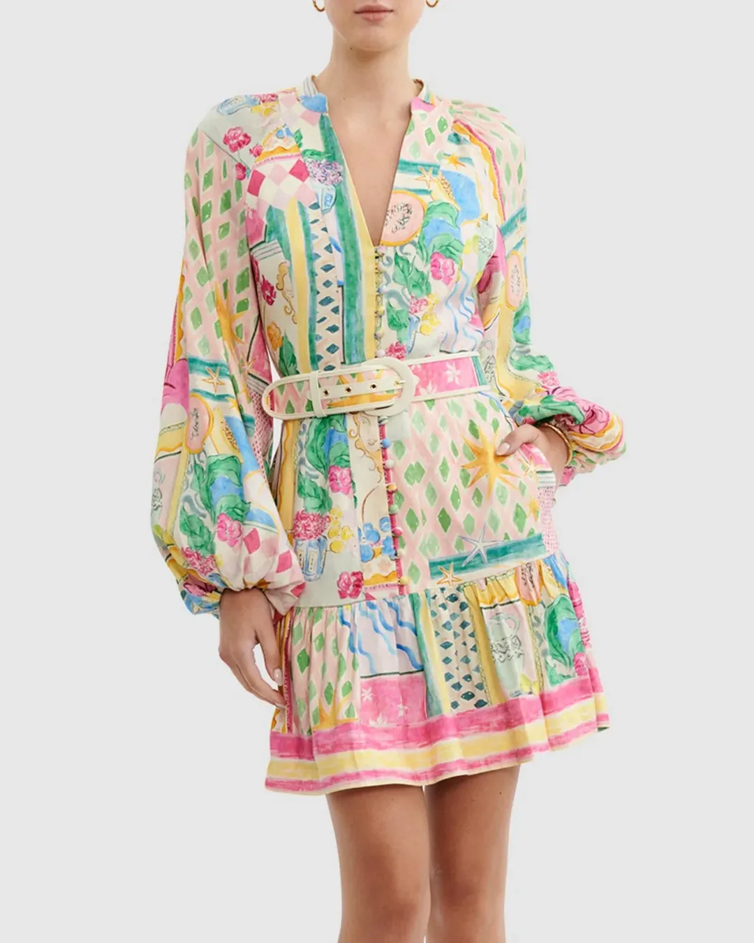 Rebecca Vallance Le Mur Rose Mini Dress Multi Size 8 for rent on The Volte - main image