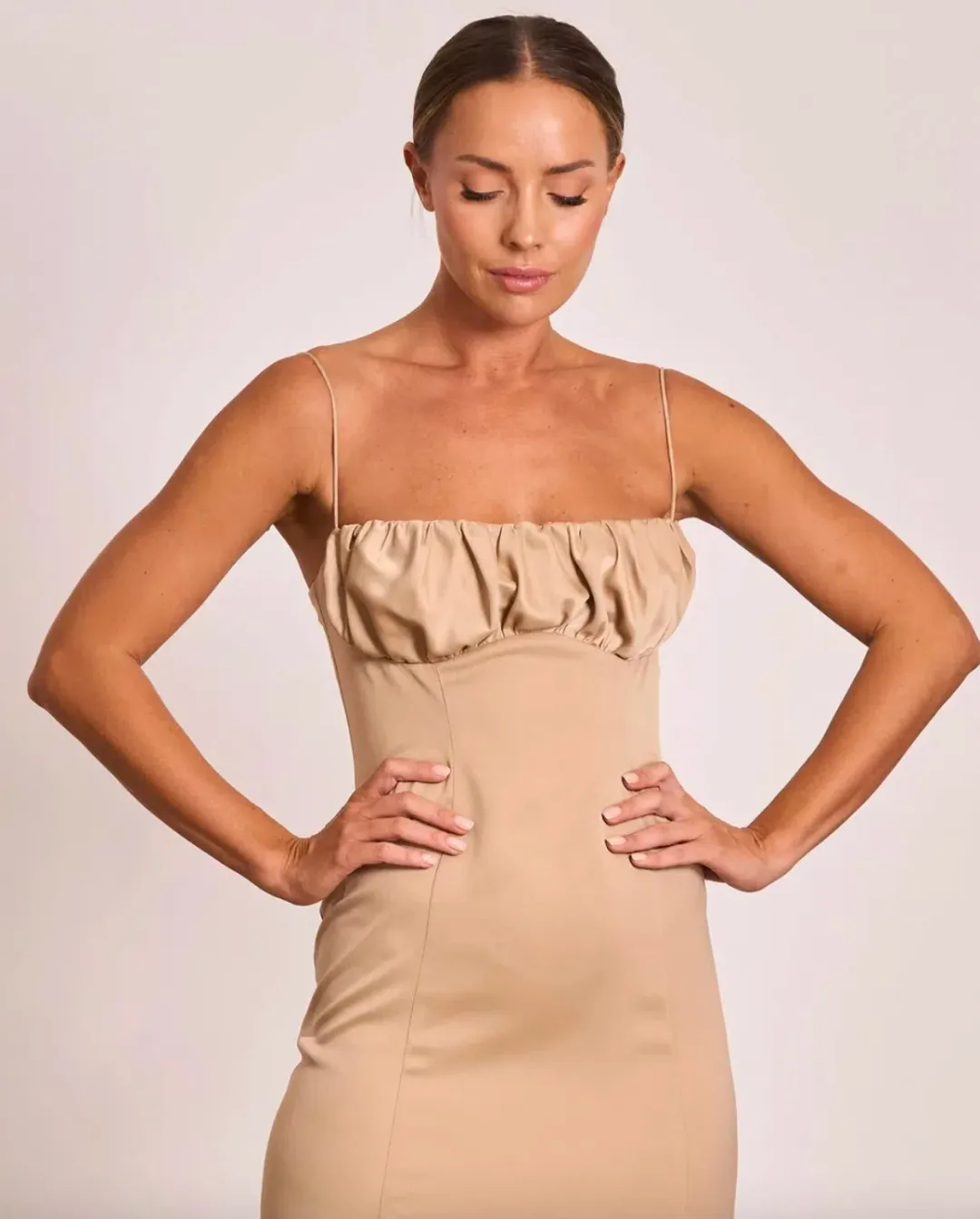 Pasduchas Lucia Slip Midi Dress Sand Size 8 for rent on The Volte - main image