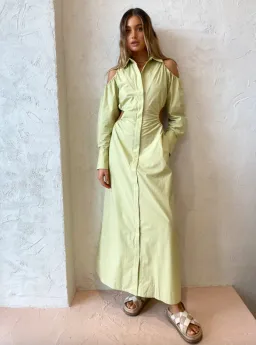 Sir the Label Mason Cut Out Shirt Dress in Pistachio Size 8 for rent on The Volte - image 3
