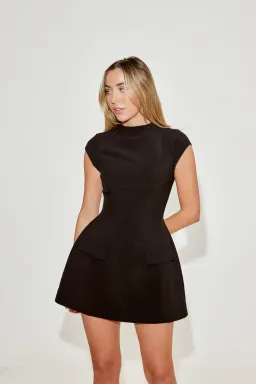 Odd Muse Ultimate Cap Sleeve Mini Dress Black Size AU 6 for rent on The Volte - image 2