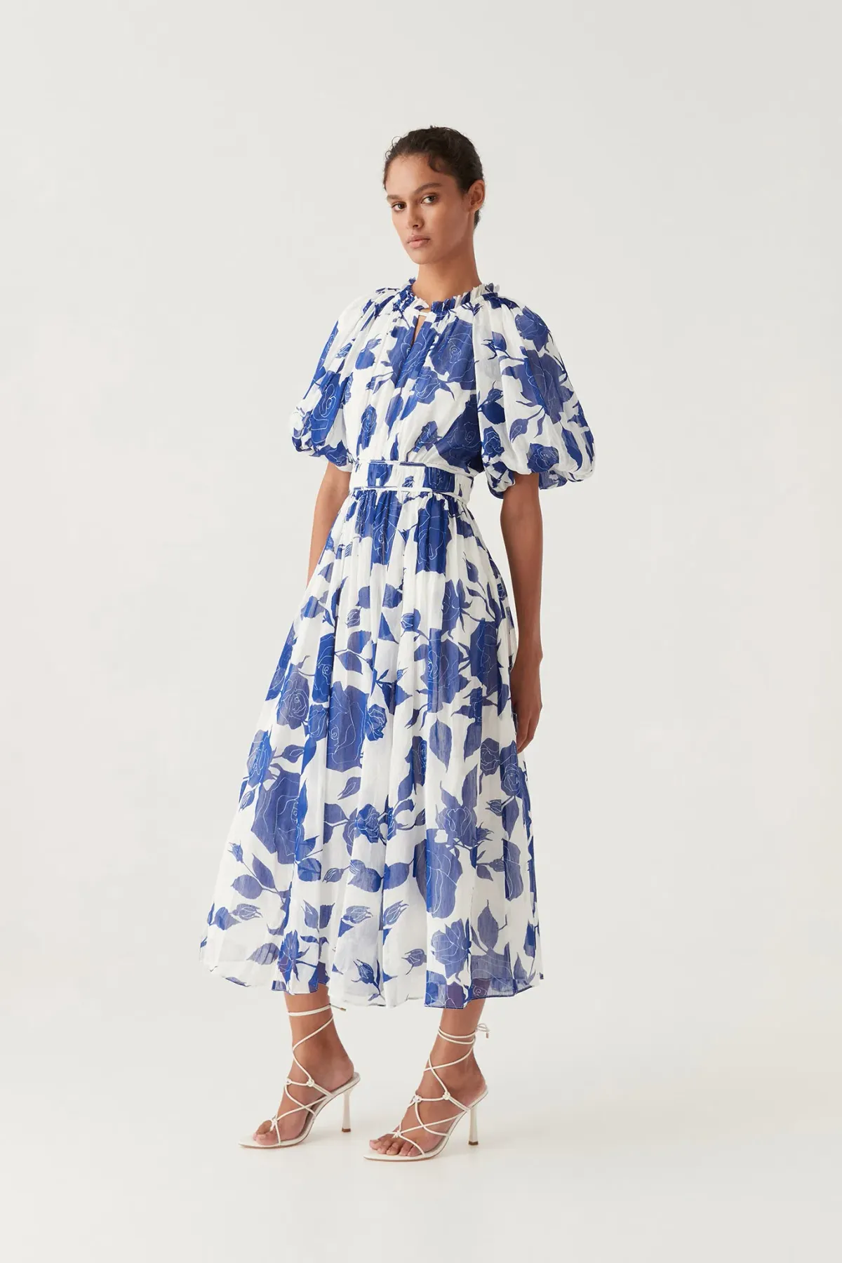 Aje Elysium Blouson Midi Dress Neo Rose Size 14 for rent on The Volte - main image