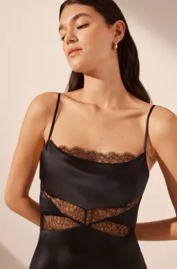 Shona Joy Leticia Silk Cowl Neck Lace Maxi Dress Black Size 10 for rent on The Volte - image 4