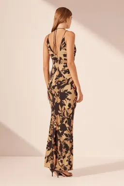 Shona Joy Lai Silk High Neck Ruched Maxi Dress Lai Print Size 8 for rent on The Volte - image 2