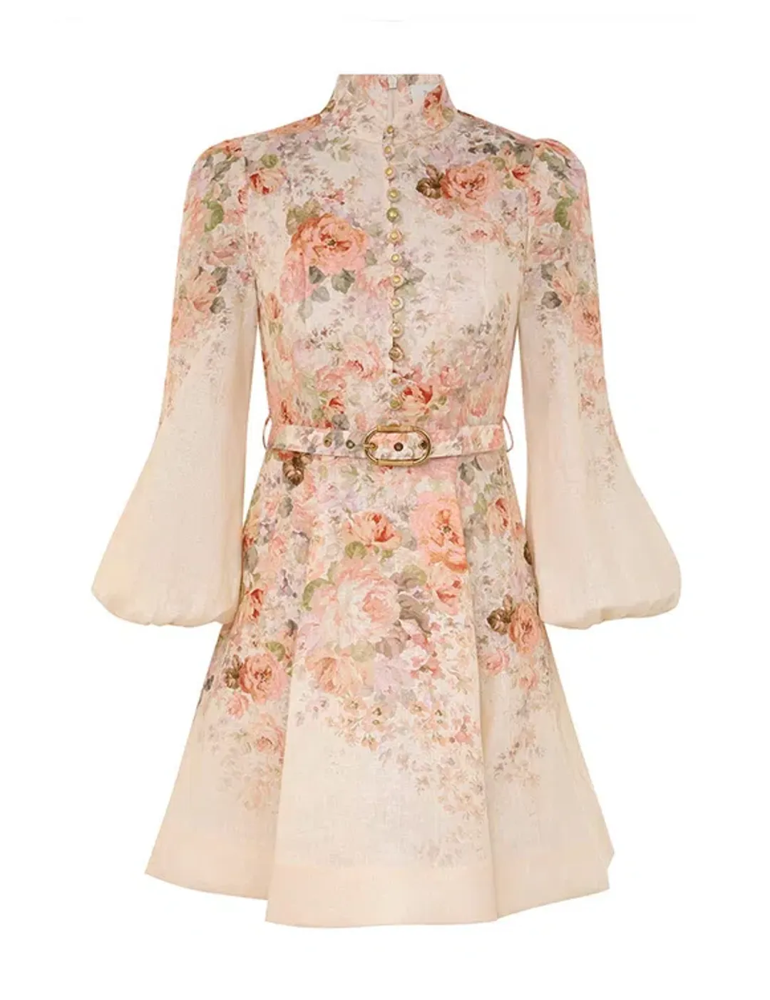 Zimmermann The Illustration Buttoned Mini in Cream Rococo Floral Size 3 / AU 14 for rent on The Volte - main image