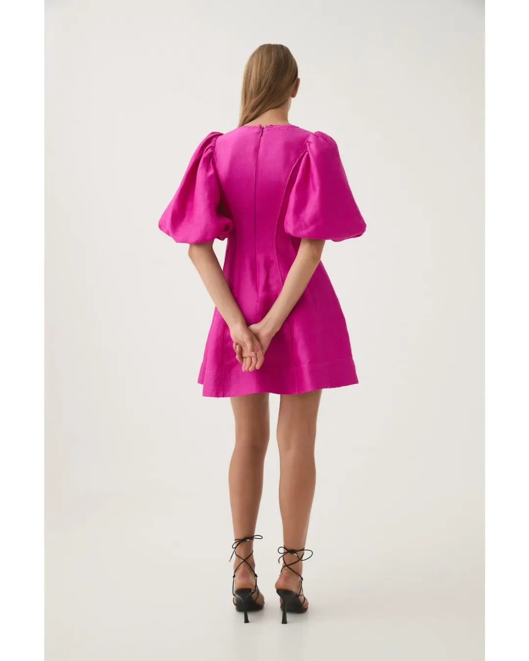 Aje Dusk Puff Sleeve Mini Dress in Deep Magenta Size AU 10 for rent on The Volte - main image
