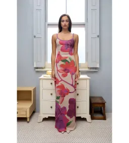 With Harper Lu Mesh Fuchsia Bloom Dress Floral Size 10  for rent on The Volte - image 1
