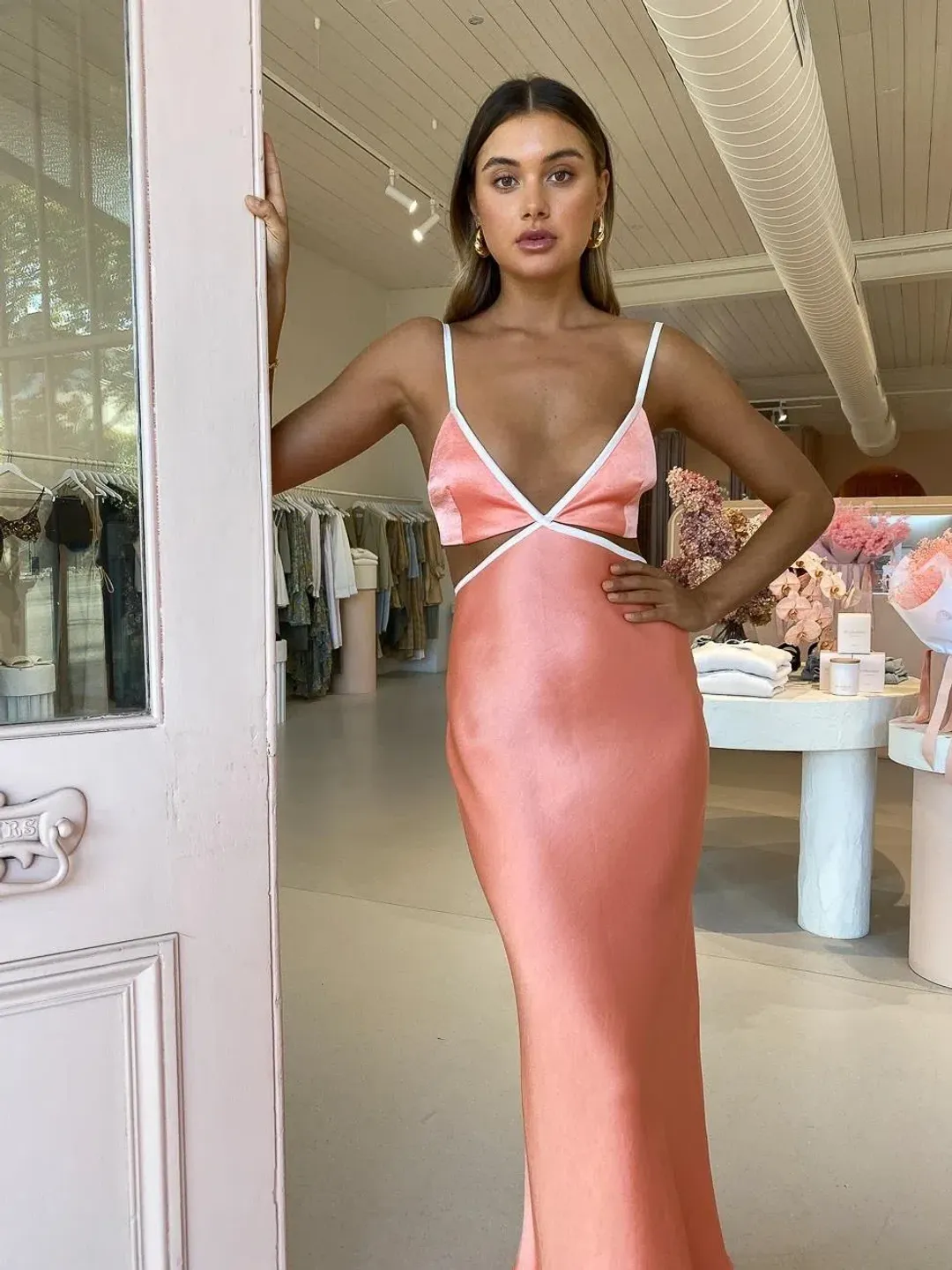 Bec & Bridge Veronique Maxi Dress Coral Size 10  for rent on The Volte - main image