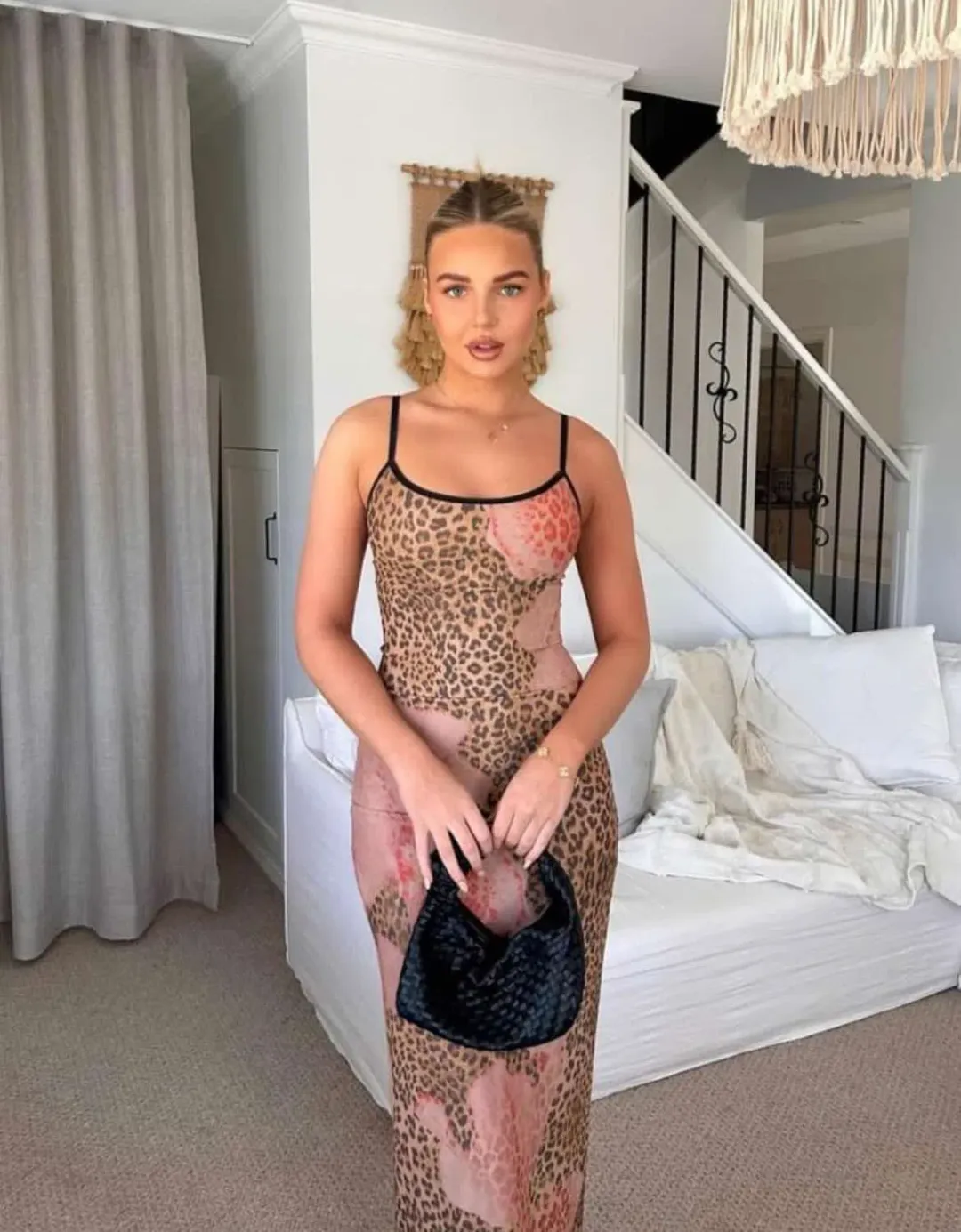 With Harper Lu Slip Dress Mesh Leopard Size 8  for rent on The Volte - main image