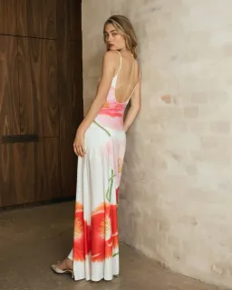 With Harper Lu Low Back Maxi Dress in Poppy Size 8  for rent on The Volte - image 3