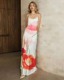 With Harper Lu Low Back Maxi Dress in Poppy Size 8  for rent on The Volte - image 1