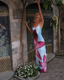 With Harper Lu Slip Dress Sky Lily Floral Size 8  for rent on The Volte - image 3