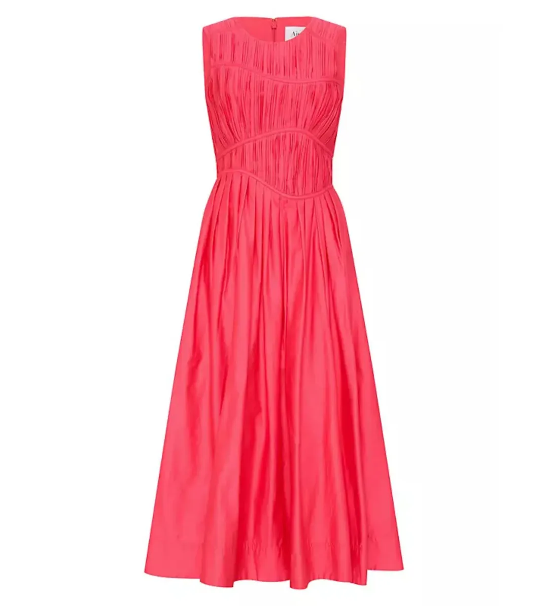 AJE Nya Gathered Midi Dress Hot Pink Size 10  for rent on The Volte - main image
