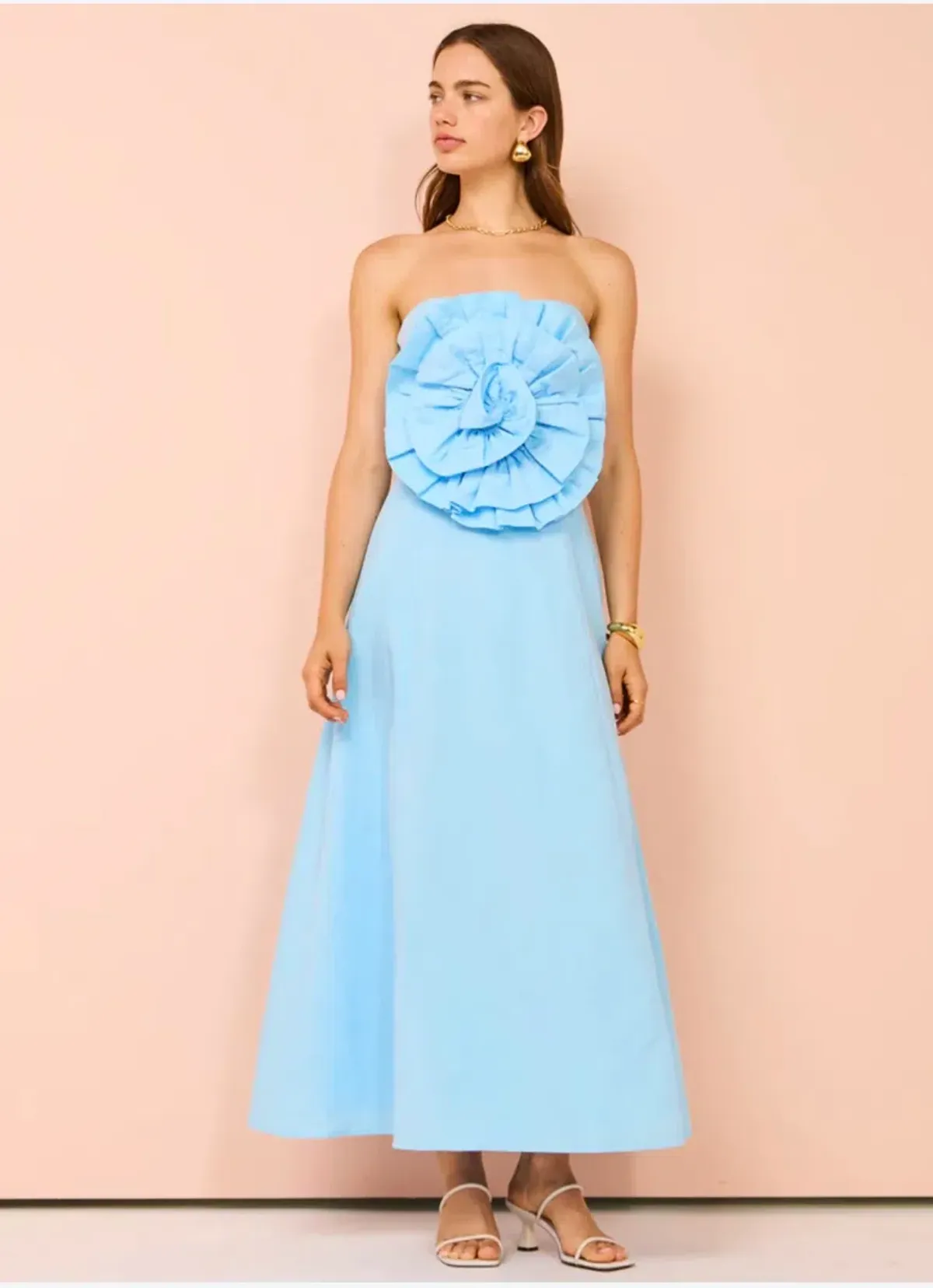 Issy Bustier Rose Midi Dress Blue Size 12  for rent on The Volte - main image