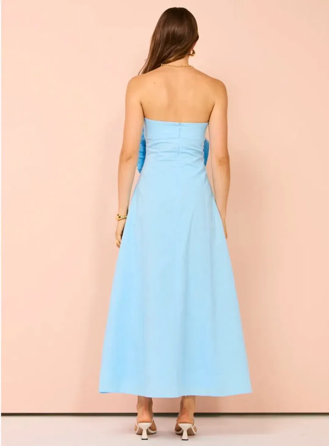 Issy Bustier Rose Midi Dress Blue Size 12  for rent on The Volte - main image