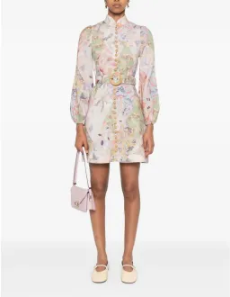Zimmermann Illustration Belted Mini Dress in Multi Floral Diamond Size 1 / AU 10 for rent on The Volte - image 3