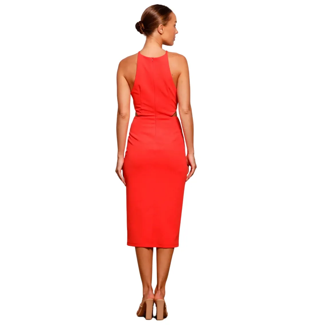 Pasduchas Kiss Up Midi Dress Coral Size AU 10 for rent on The Volte - main image