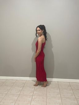 L’IDEE soirée pleaded one shoulder dress RED for rent on The Volte - image 2