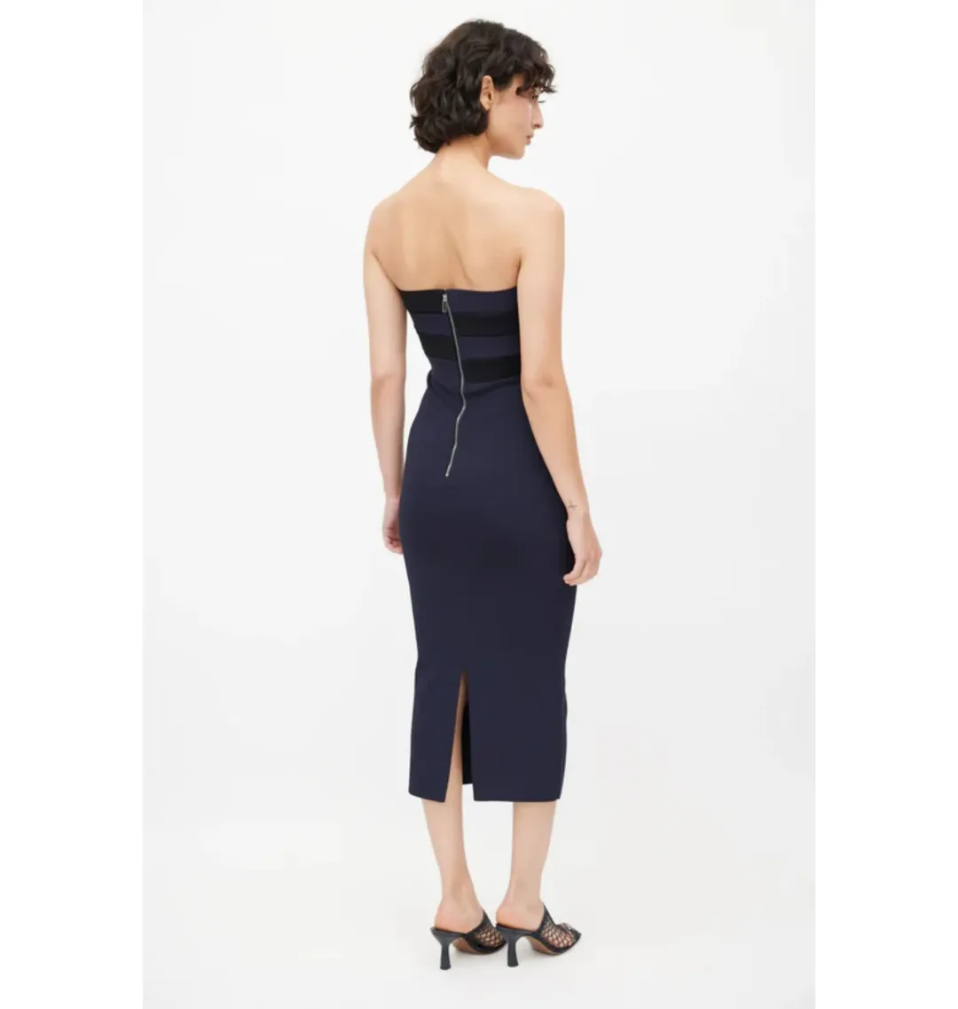 Dion Lee Interlock Bustier Strapless Midi Dress In Navy/Midnight Size XS / AU 6 for rent on The Volte - main image