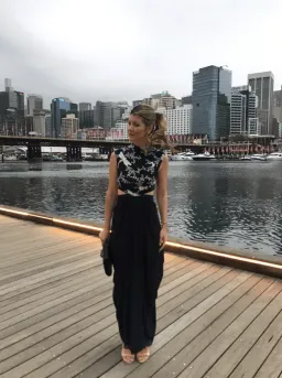 Carla Zampatti The Venus Diaphanous Gown Navy Size 4 for rent on The Volte - image 5