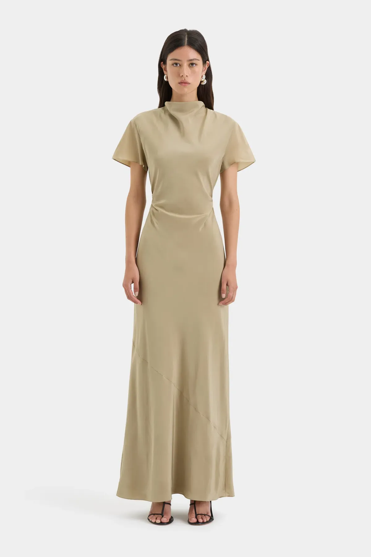 Sir the Label Seameadow Bias Dress Olive Size 1/Au 8 for rent on The Volte - main image