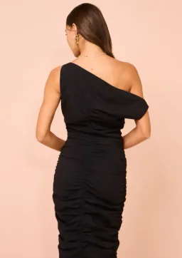 Issy One Shoulder Midi Dress Black Size 6  for rent on The Volte - image 3