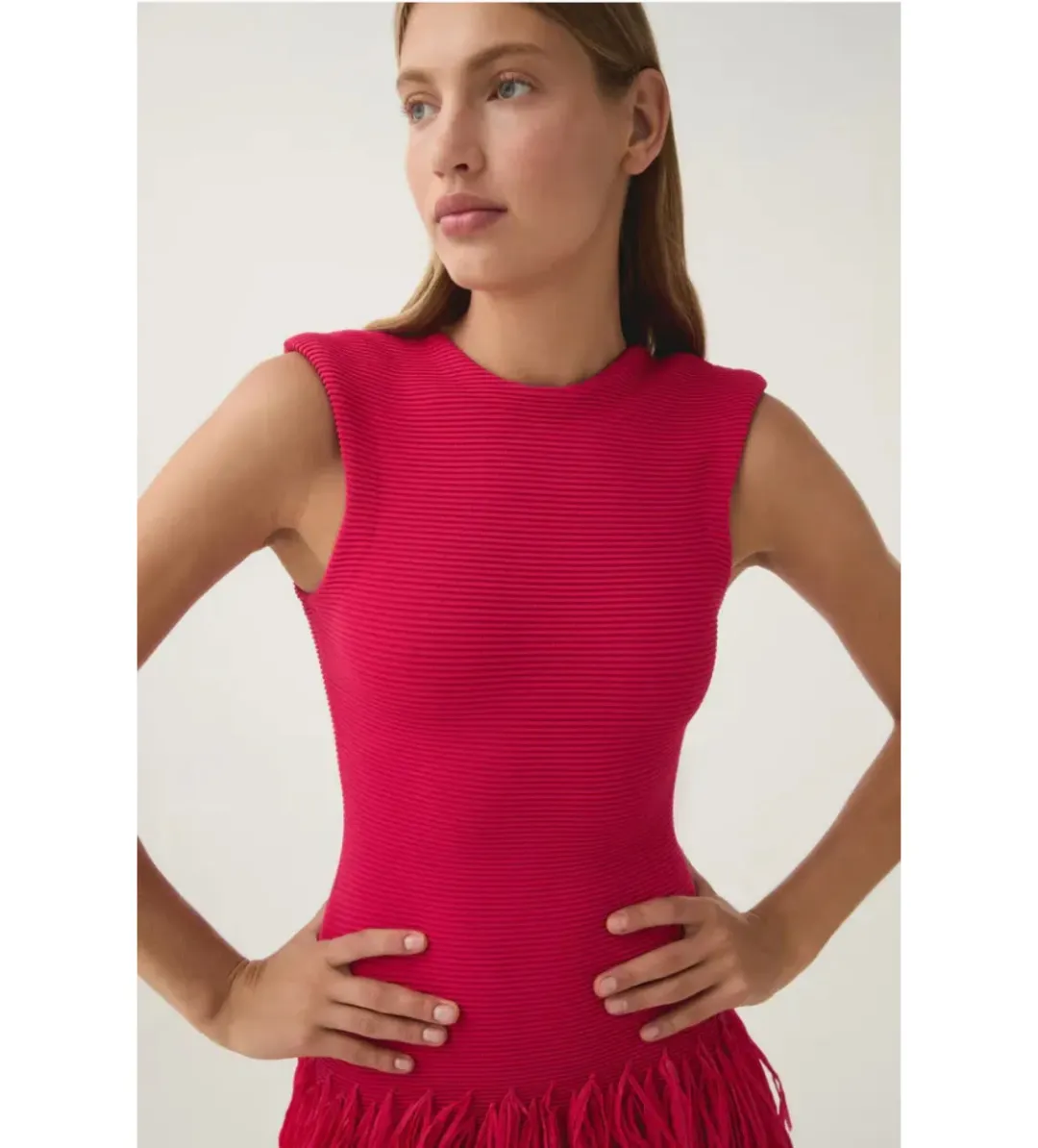 AJE Rushes Raffia Knit Mini Dress Hot Pink Size Large / Size 12  for rent on The Volte - main image