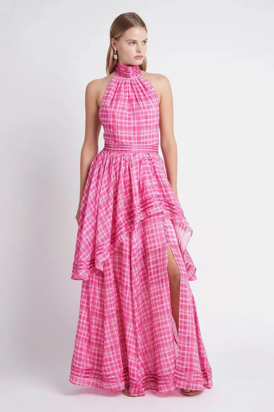 Aje Bungalow Sienna Dress Pink Check Size 4  for rent on The Volte - main image