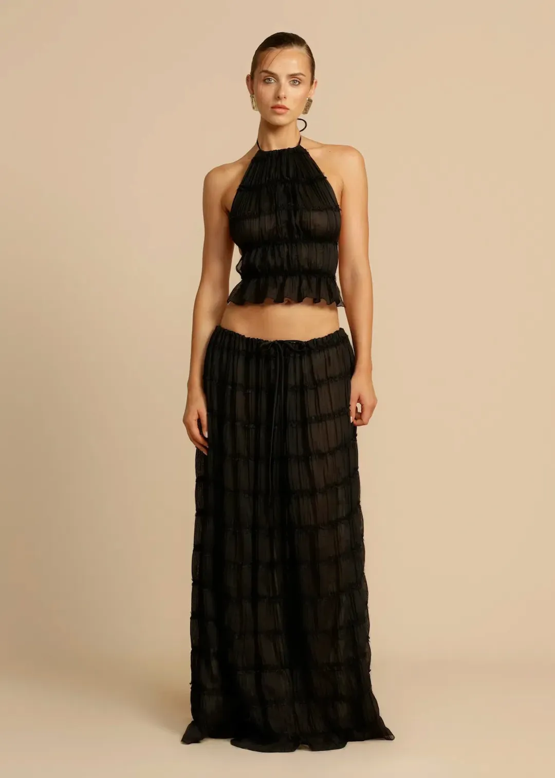 Arcina Ori Juliette Halter Top & Maxi Skirt Set Black Size S / AU 6-8 for rent on The Volte - main image