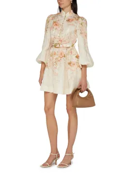 Zimmermann Illustration Buttoned Mini Dress Cream Rococo Floral Size 2 (AU12) for rent on The Volte - image 4