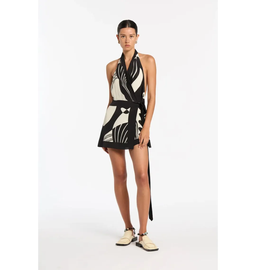 Sir The Label Realisme Wrap Halter Mini Dress in Papier Size 0P / AU 4 for rent on The Volte - main image