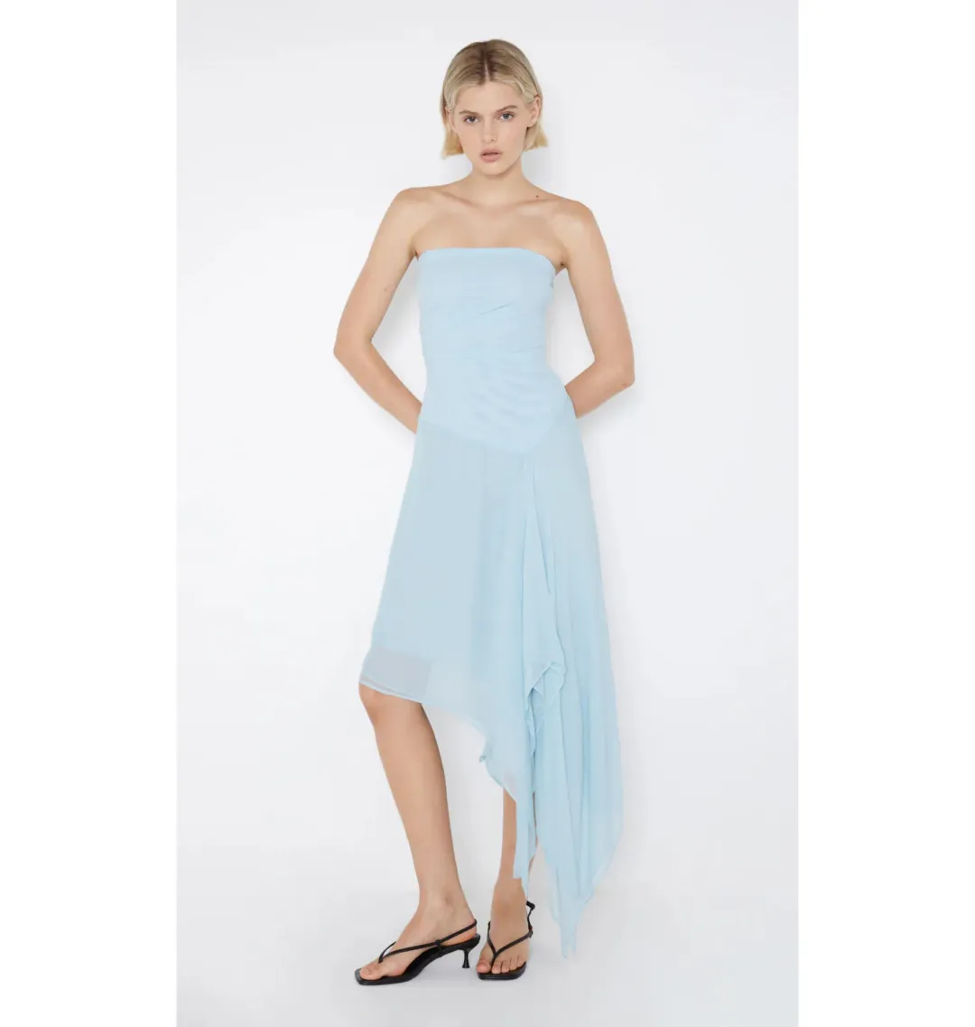 Bec & Bridge Elzette Strapless Midi Dress in Dolphin Blue Size AU 8 for rent on The Volte - main image