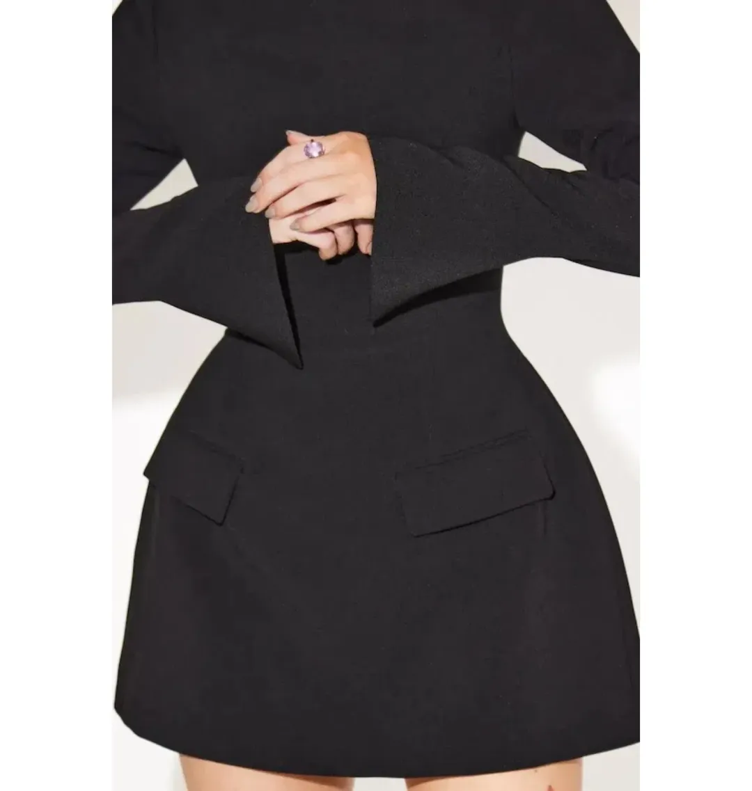 Odd Muse The Ultimate Muse Split Sleeve Mini Dress Black Size AU 10 for rent on The Volte - main image