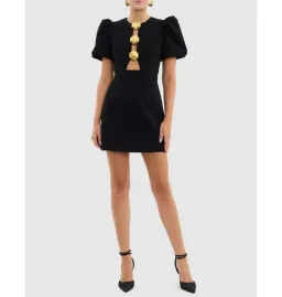 Rebecca Vallance Sirene Puff Sleeve Mini Dress Black Size AU 6 for rent on The Volte - image 1