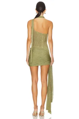 Aya Muse Leia Mini Dress in Olive Green Size XS / AU 6 for rent on The Volte - image 3