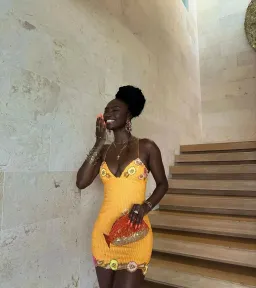 Majorelle Cal Embellished Mini Dress in Sherbert Orange Size S / AU 8 for rent on The Volte - image 4