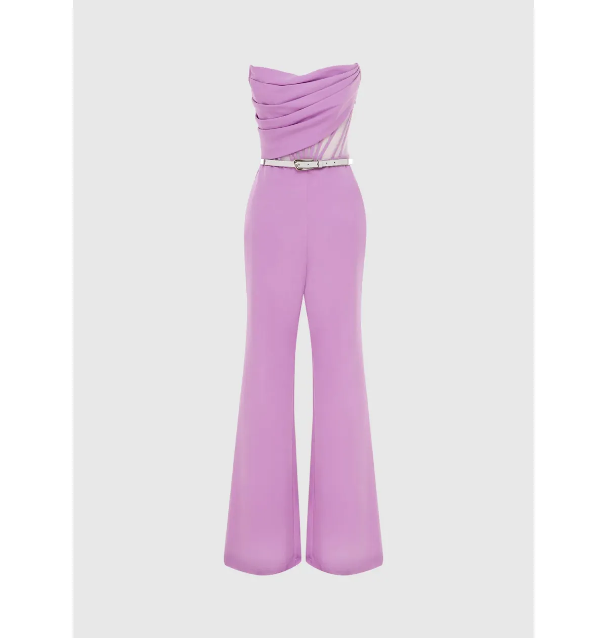 Leo Lin Carmen Draped Jumpsuit Lilac Size AU 10 for rent on The Volte - main image