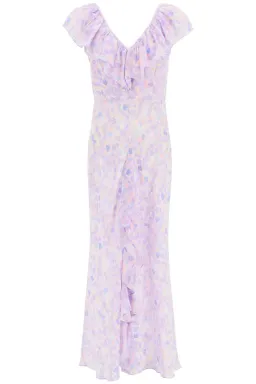 Rixo London Antoinette Silk Crepe De Chine Midi Dress In Purple Printed Size XS / AU 6 for rent on The Volte - image 3
