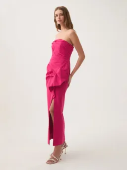 Aje Roma Draped Midi Dress Rich Magenta Size 6 for rent on The Volte - image 2