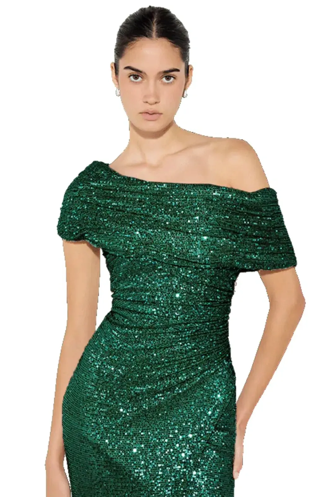 Montique Grace Sequin Gown Emerald Size 10 for rent on The Volte - main image
