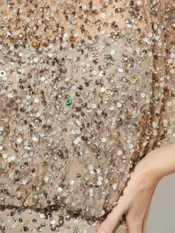 Montique Mimi Hand Beaded Sequin Gown Nude Size 8 for rent on The Volte - image 6