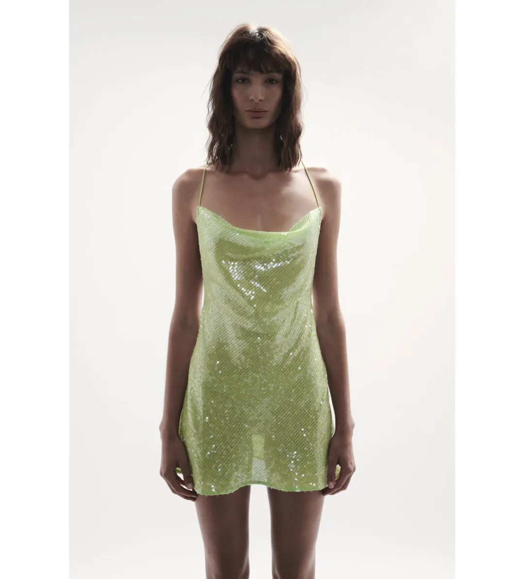 Sommer Swim Ibiza Chartreuse Mini Dress Sequin Size 8 for rent on The Volte - main image