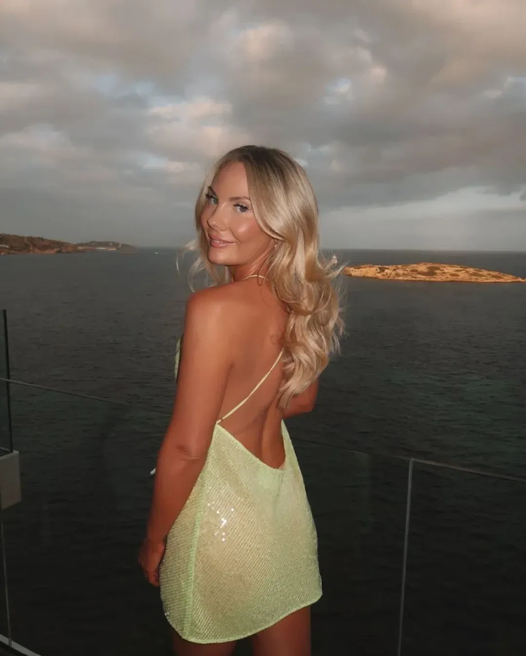 Sommer Swim Ibiza Chartreuse Mini Dress Sequin Size 8 for rent on The Volte - main image