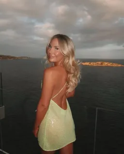 Sommer Swim Ibiza Chartreuse Mini Dress Sequin Size 8 for rent on The Volte - image 2