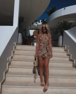 Bec & Bridge Jocelyn Wrap Mini Dress Cream Swirl Size 8  for rent on The Volte - image 5