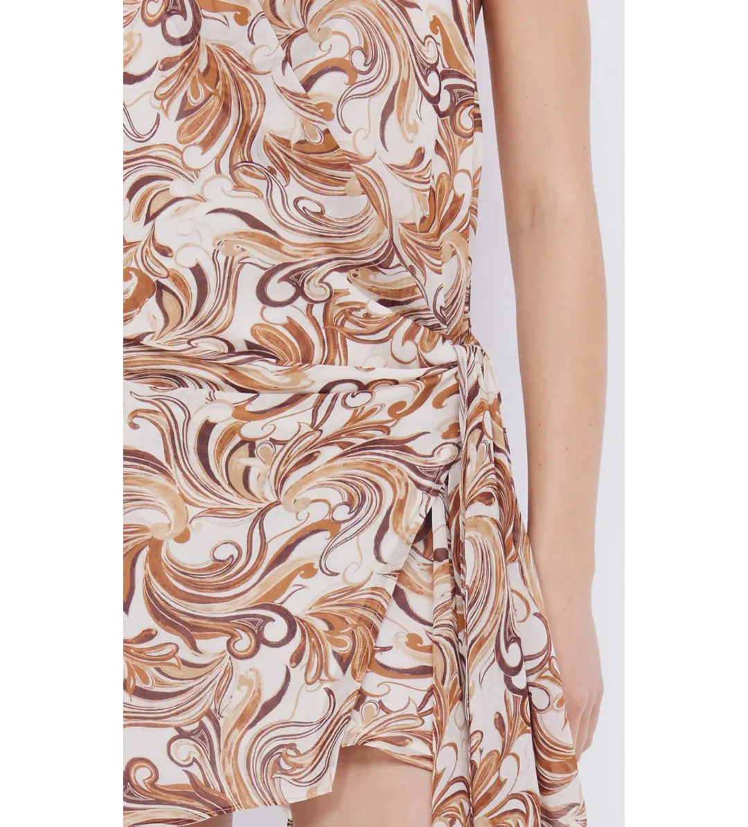 Bec & Bridge Jocelyn Wrap Mini Dress Cream Swirl Size 8  for rent on The Volte - main image