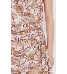 Bec & Bridge Jocelyn Wrap Mini Dress Cream Swirl Size 8  for rent on The Volte - image 2